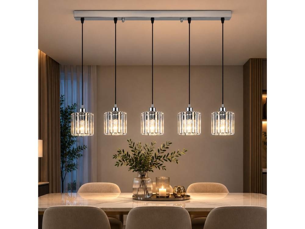 Lustre en métal "Yakops" - 85 x 13 x 100 cm - Gris