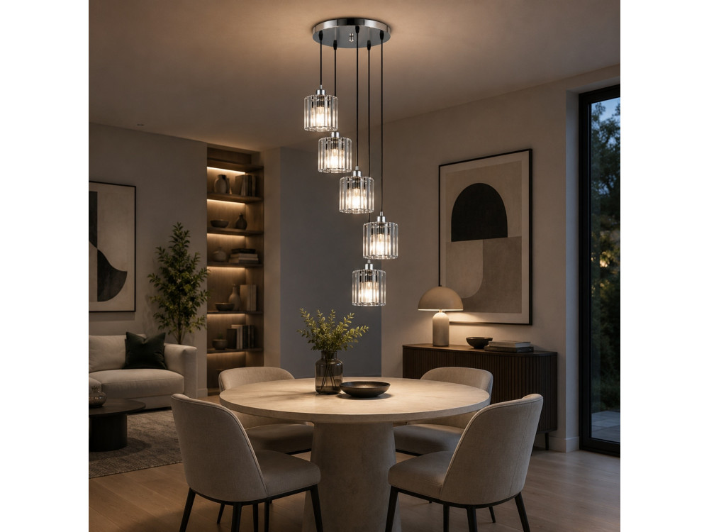 Lustre en métal "Yakops" - 47 x 47 x 105 cm - Gris