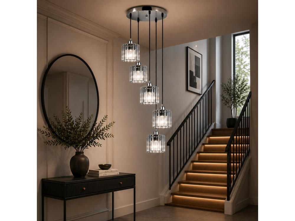 Lustre en métal "Yakops" - 47 x 47 x 105 cm - Gris