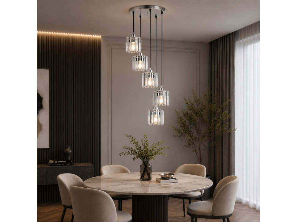 Lustre en métal "Yakops" - 47 x 47 x 105 cm - Gris