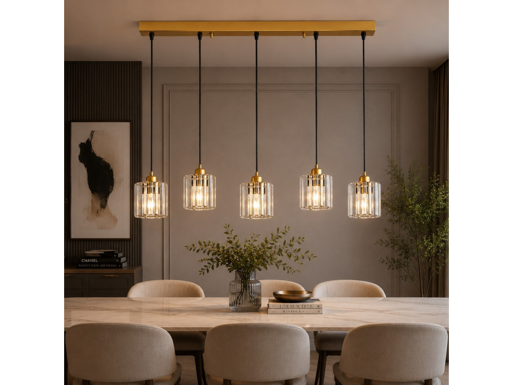 Lustre en métal "Yakops" - 85 x 13 x 100 cm - Jaune
