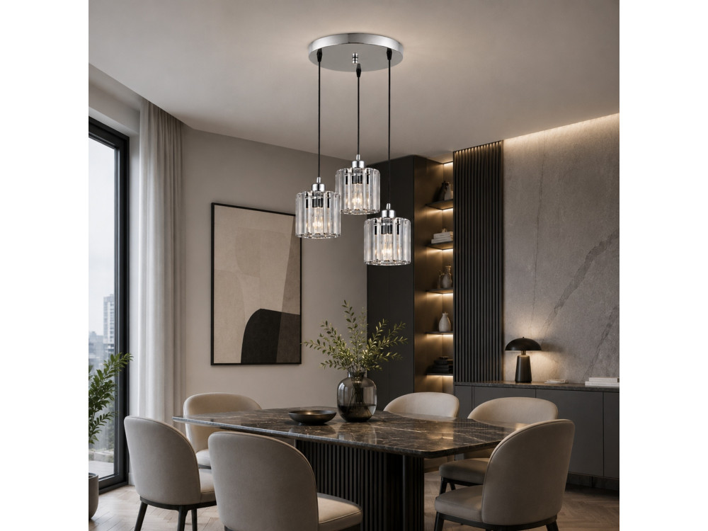 Lustre en métal "Yakops" - 37 x 37 x 85 cm - Gris