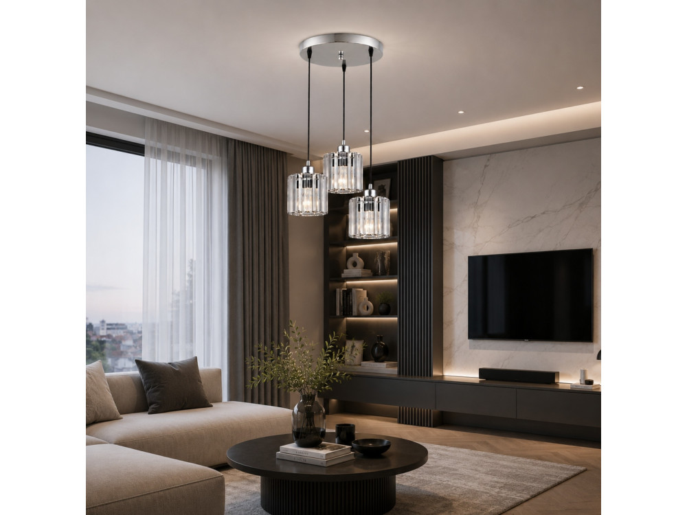 Lustre en métal "Yakops" - 37 x 37 x 85 cm - Gris