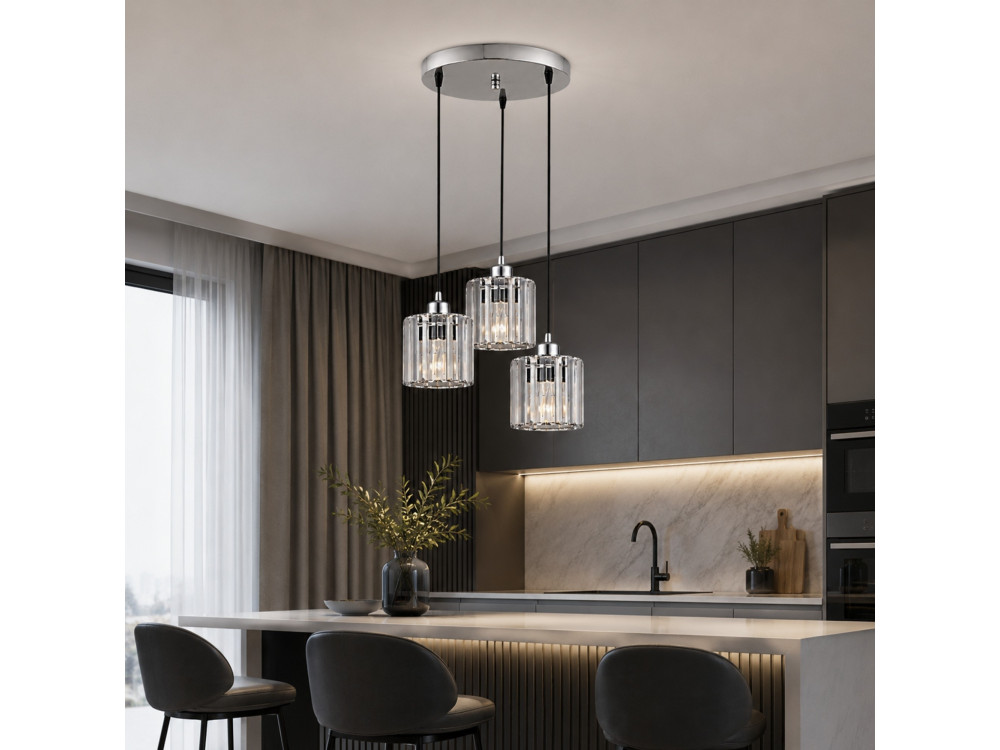 Lustre en métal "Yakops" - 37 x 37 x 85 cm - Gris