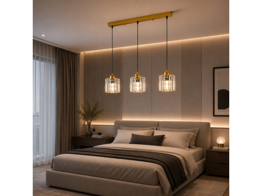 Lustre en métal "Yakops" - 65 x 13 x 105 cm - Jaune
