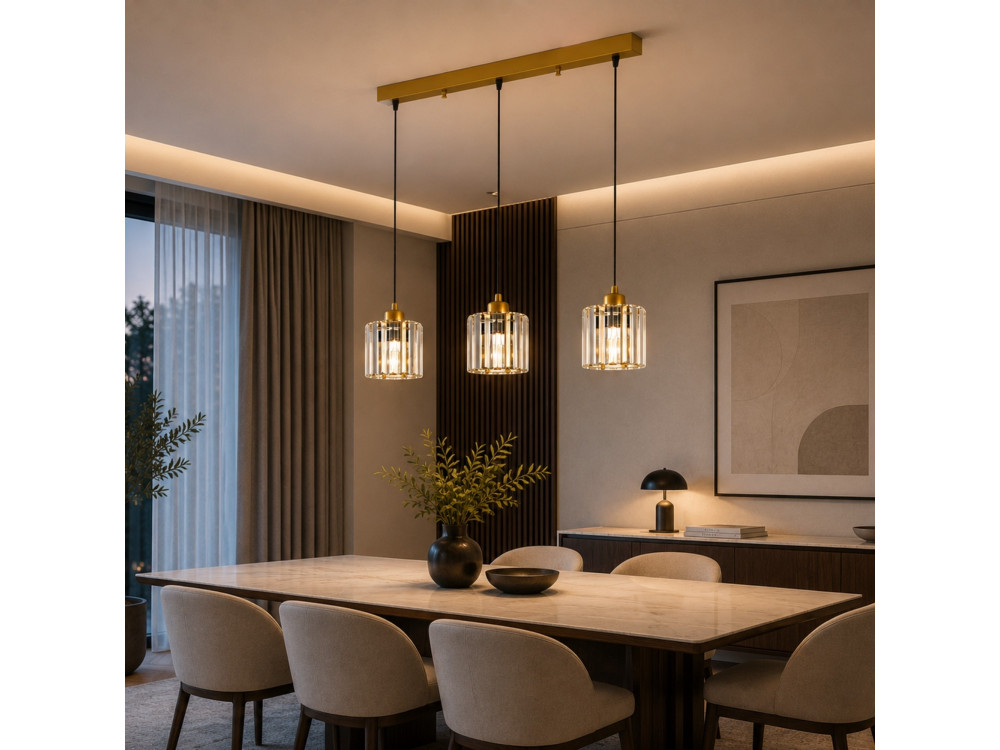 Lustre en métal "Yakops" - 65 x 13 x 105 cm - Jaune