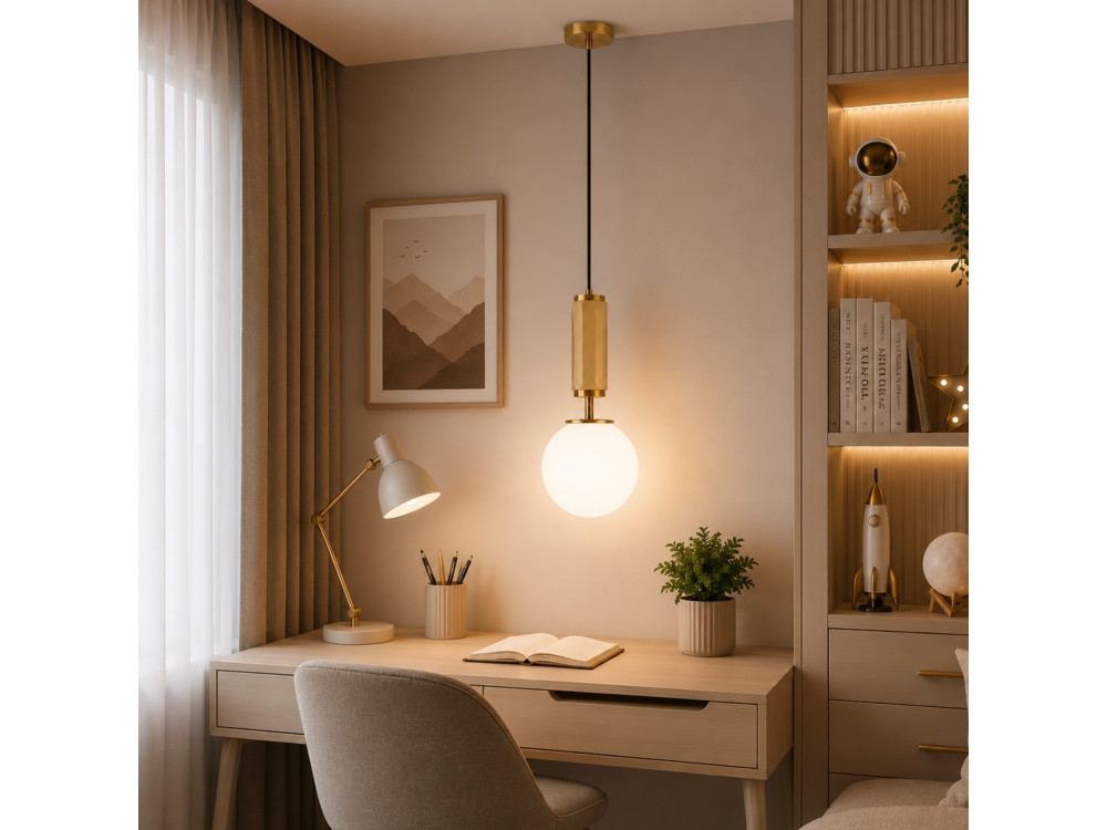 Lampe suspendue en métal "Moira" - 15 x 15 x 120 cm - Jaune