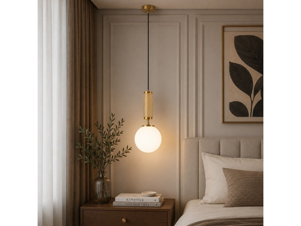Lampe suspendue en métal "Moira" - 15 x 15 x 120 cm - Jaune