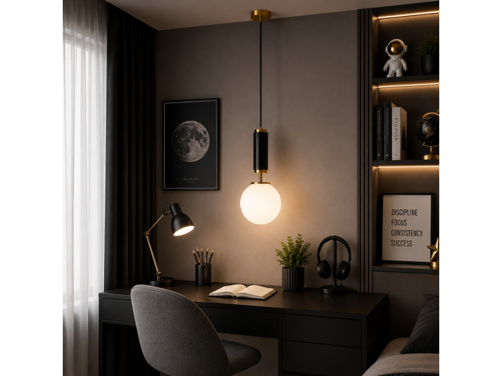 Lampe suspendue en métal "Moira" - 15 x 15 x 120 cm - Noir