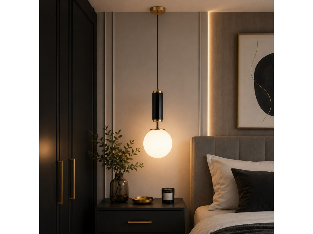 Lampe suspendue en métal "Moira" - 15 x 15 x 120 cm - Noir