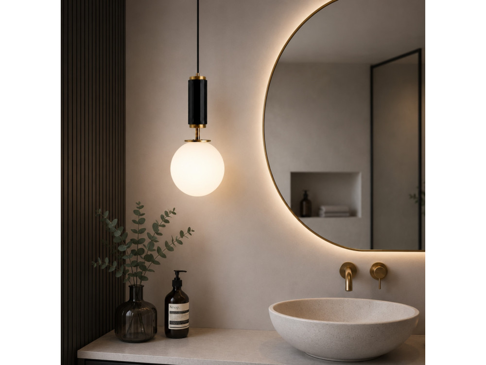 Lampe suspendue en métal "Moira" - 15 x 15 x 120 cm - Noir