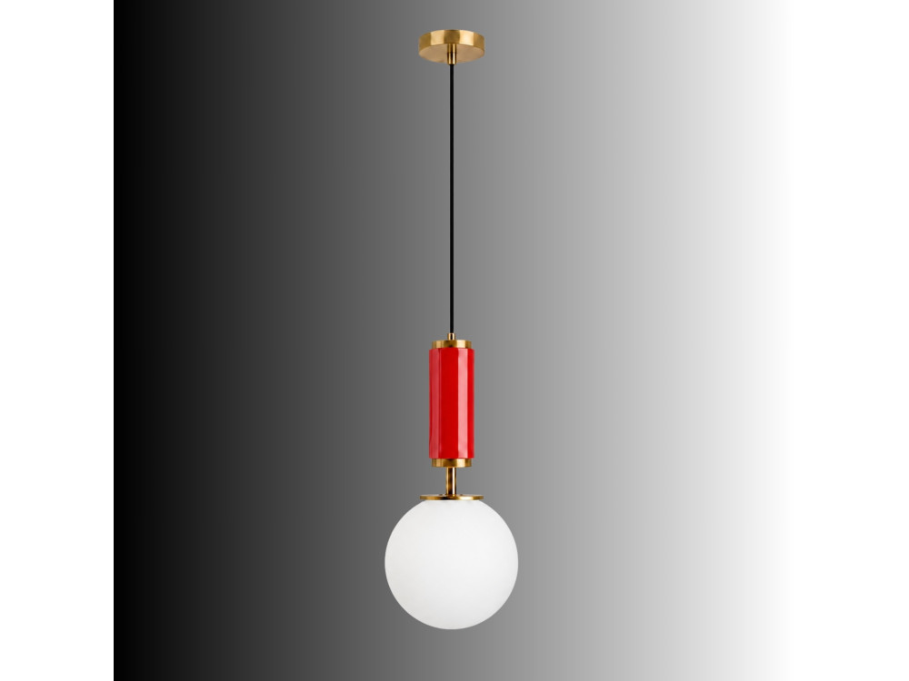Lampe suspendue en métal "Moira" - 15 x 15 x 120 cm - Rouge