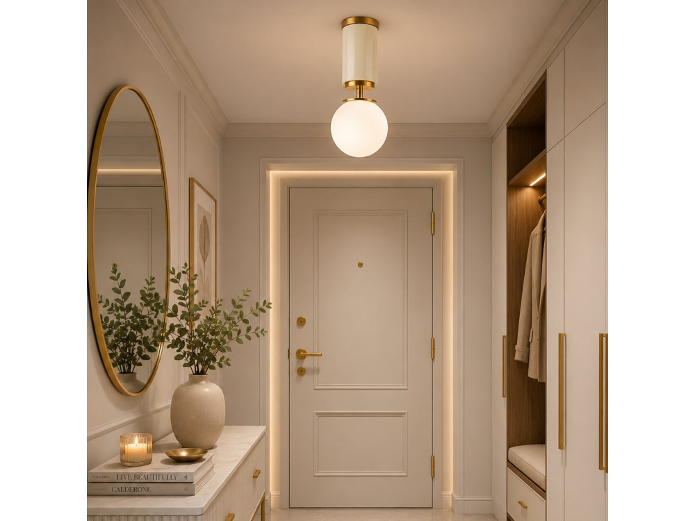 Plafonnier en métal "Moira" - 15 x 15 x 38 cm - Beige
