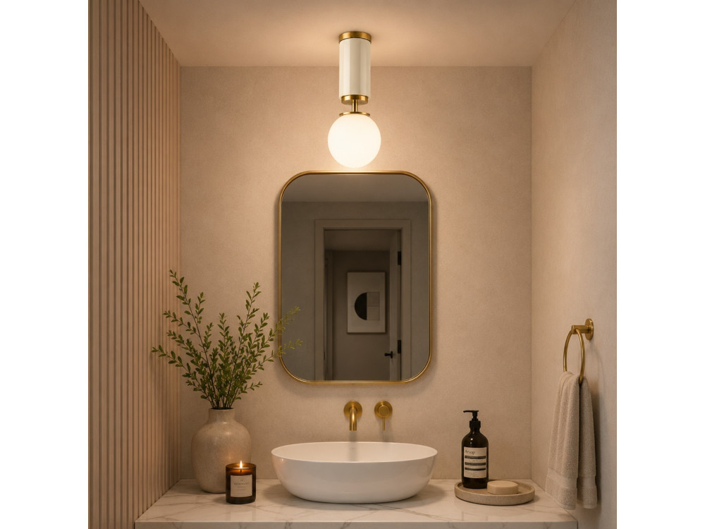 Plafonnier en métal "Moira" - 15 x 15 x 38 cm - Beige