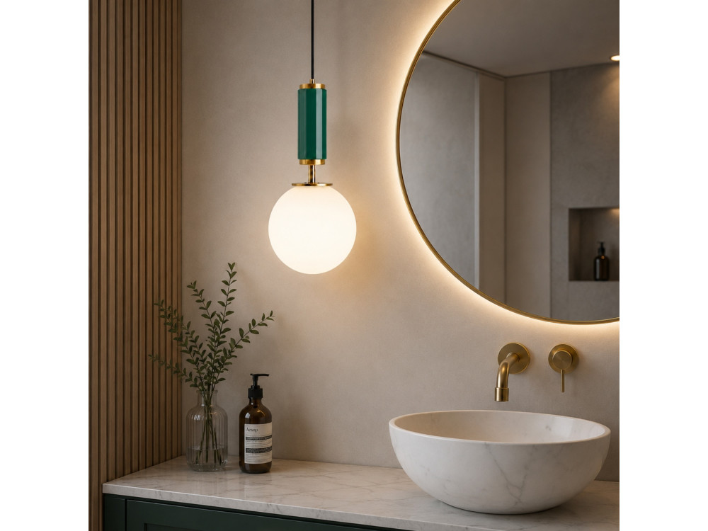 Lampe suspendue en métal "Moira" - 15 x 15 x 120 cm - Vert