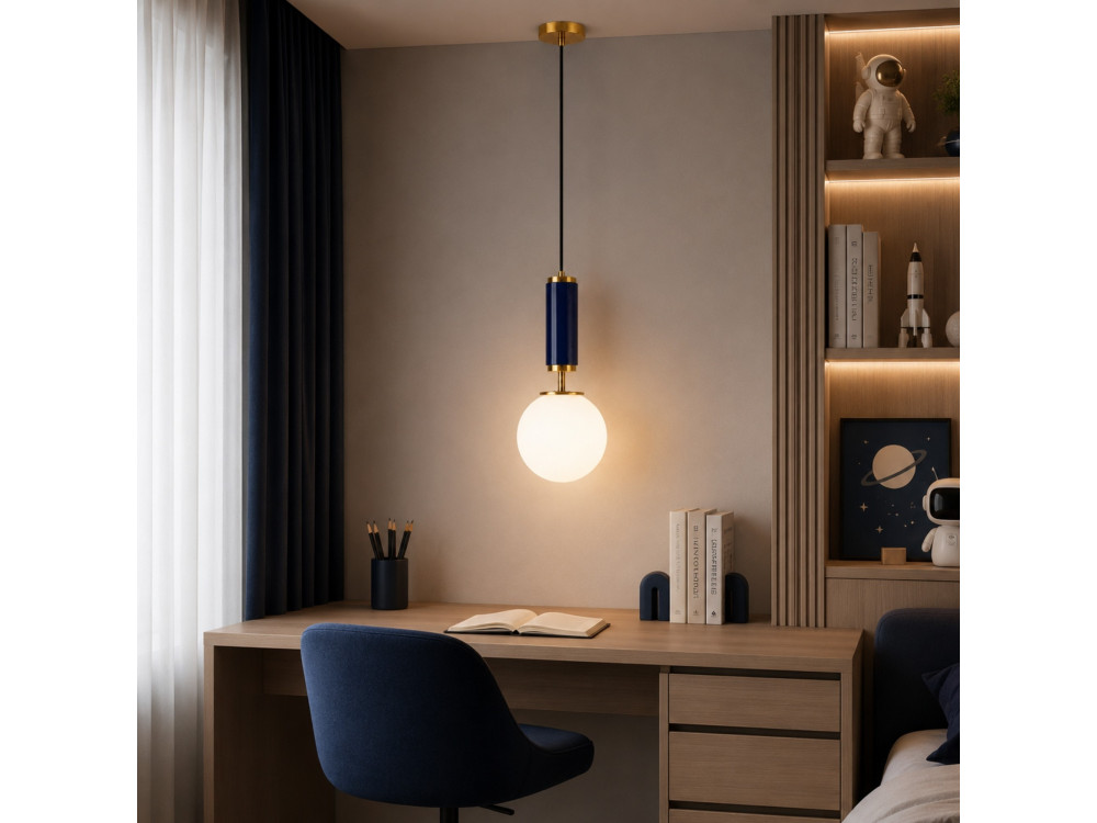 Lampe suspendue en métal "Moira" - 15 x 15 x 120 cm - Bleu