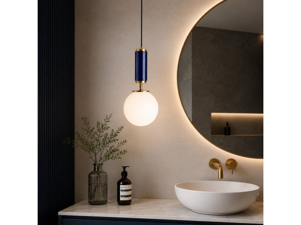 Lampe suspendue en métal "Moira" - 15 x 15 x 120 cm - Bleu