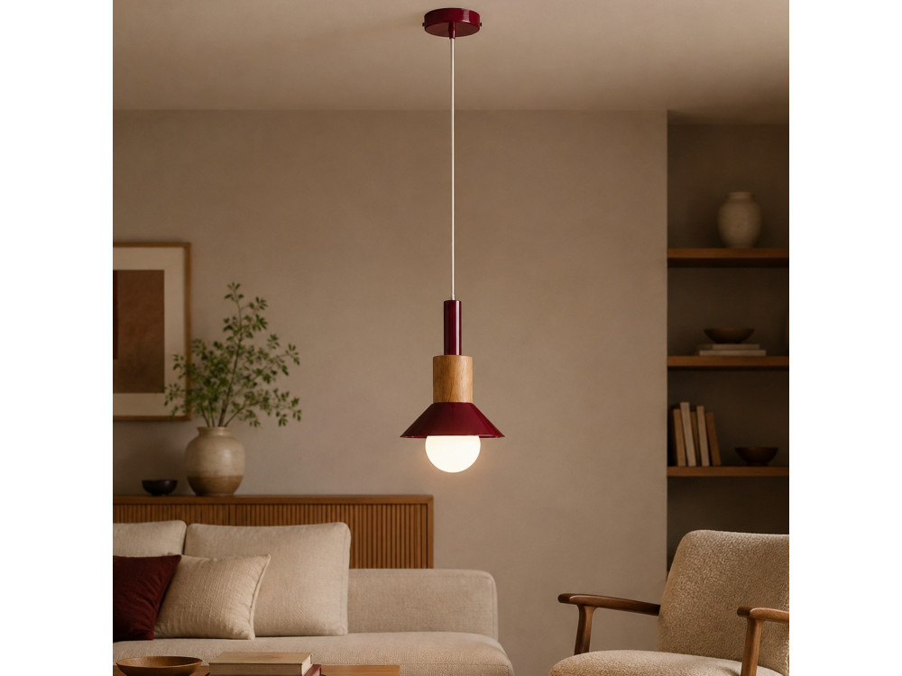 Lampe suspendue en métal "Elwood" -14 x 26 cm - Rouge