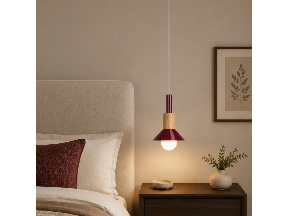 Lampe suspendue en métal "Elwood" -14 x 26 cm - Rouge