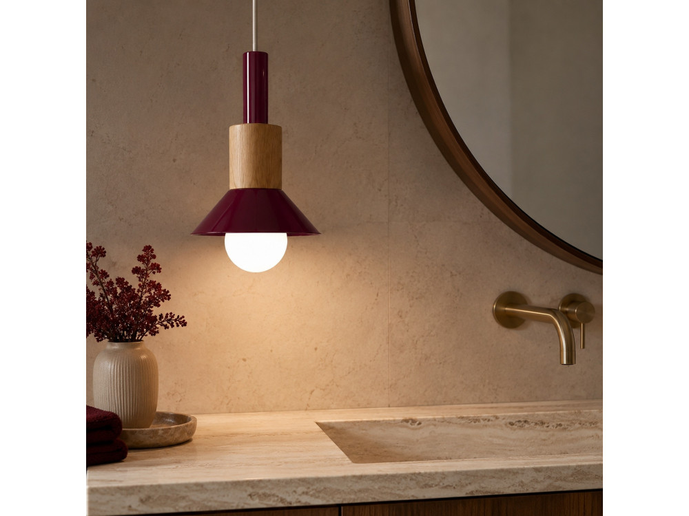 Lampe suspendue en métal "Elwood" -14 x 26 cm - Rouge