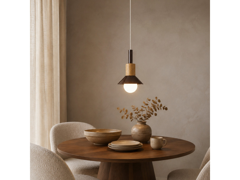 Lampe suspendue en métal "Elwood" - 14 x 26 cm - Marron