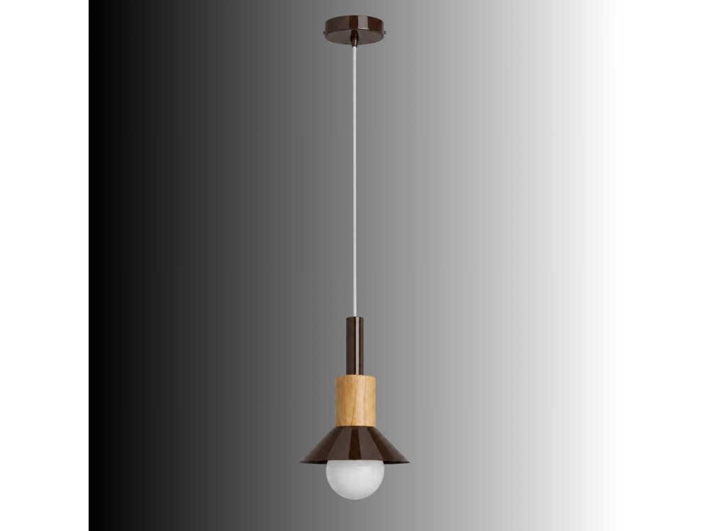 Lampe suspendue en métal "Elwood" - 14 x 26 cm - Marron