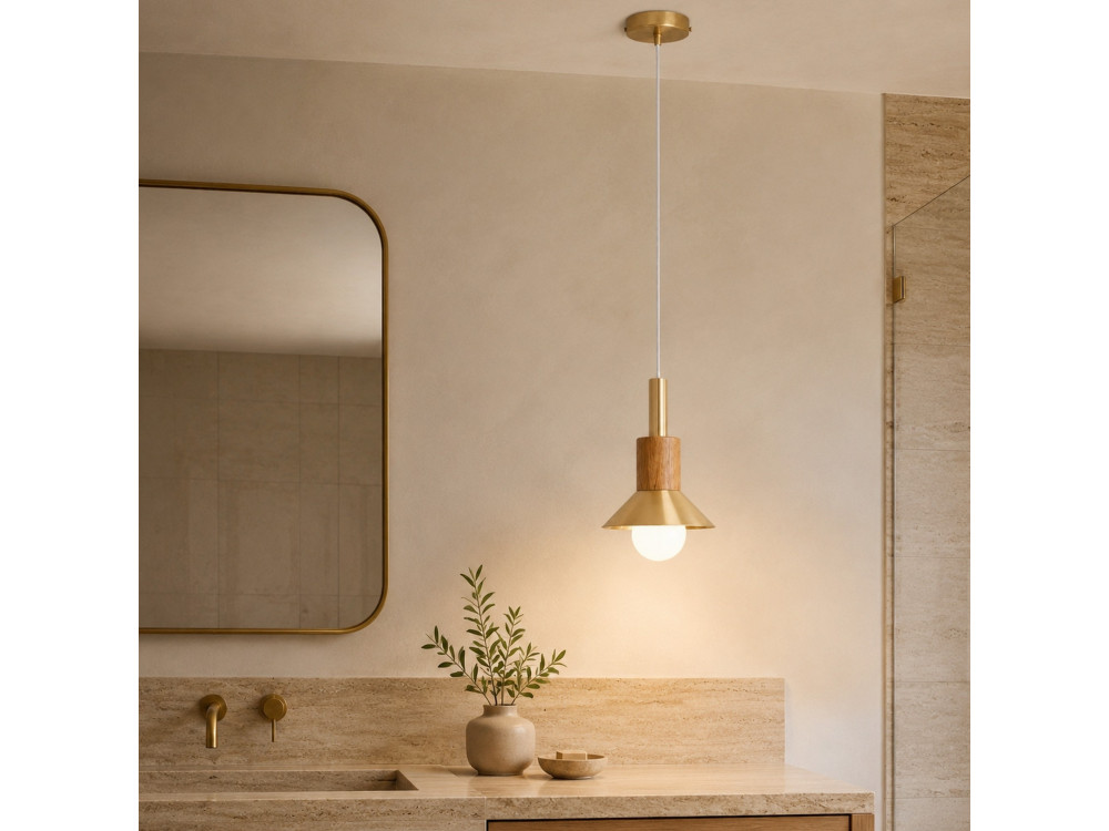 Lampe suspendue en métal "Elwood" - 14 x 26 cm - Jaune