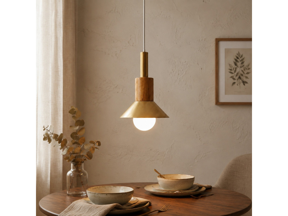 Lampe suspendue en métal "Elwood" - 14 x 26 cm - Jaune