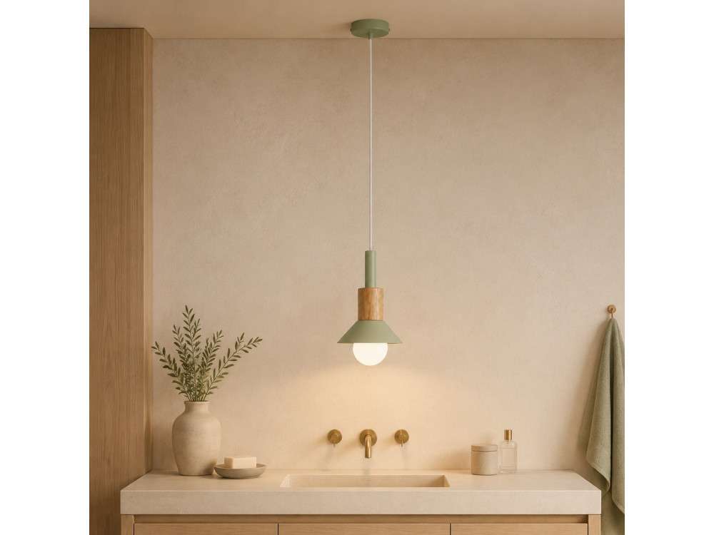 Lampe suspendue en métal "Elwood" - 14 x 26 cm - Vert