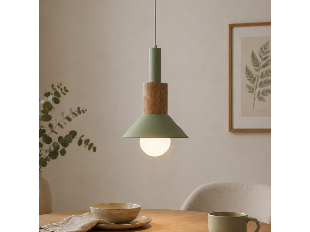 Lampe suspendue en métal "Elwood" - 14 x 26 cm - Vert