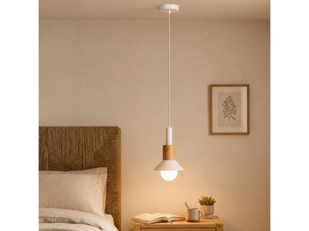 Lampe suspendue en métal "Elwood" - 10 x 25 cm - Beige