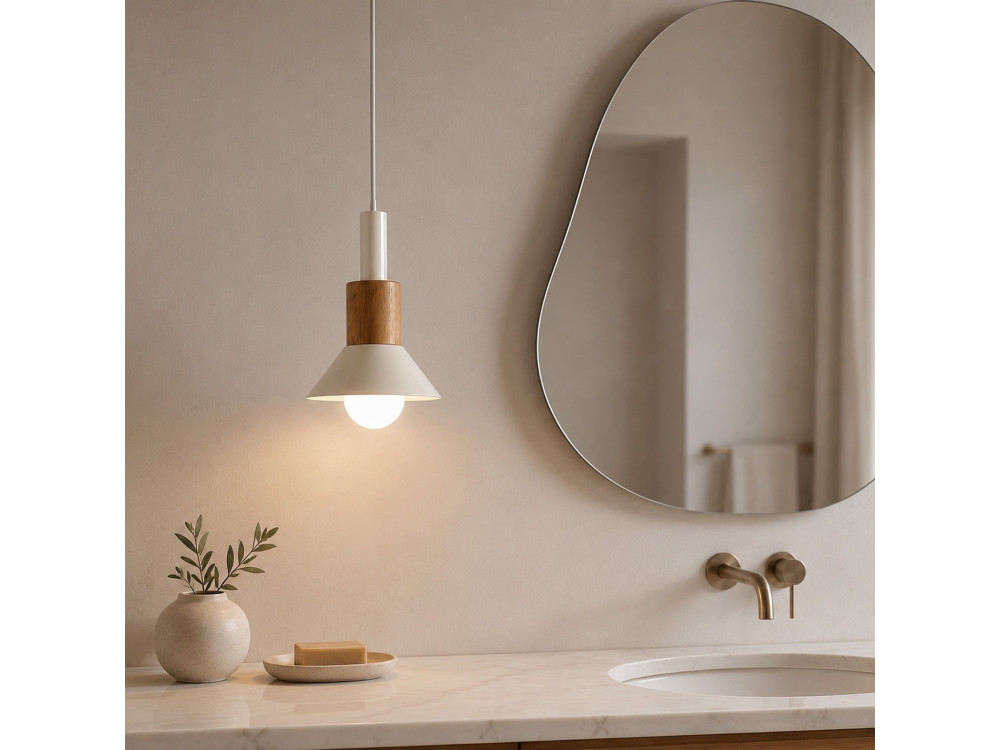 Lampe suspendue en métal "Elwood" - 10 x 25 cm - Beige