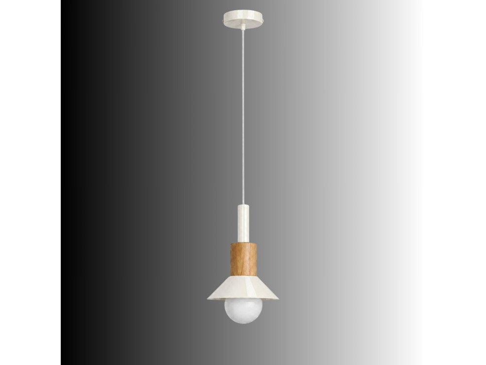 Lampe suspendue en métal "Elwood" - 10 x 25 cm - Beige
