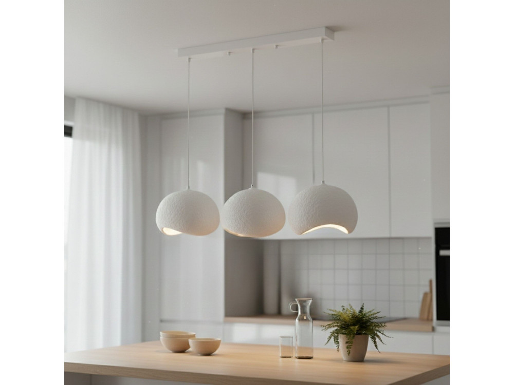 Lustre en métal "Yontu" - 27 x 30 x 65 cm - Blanc