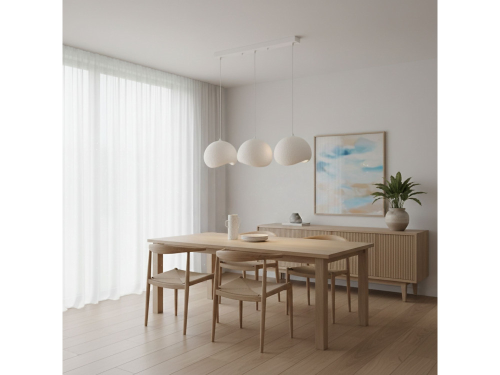 Lustre en métal "Yontu" - 27 x 30 x 65 cm - Blanc