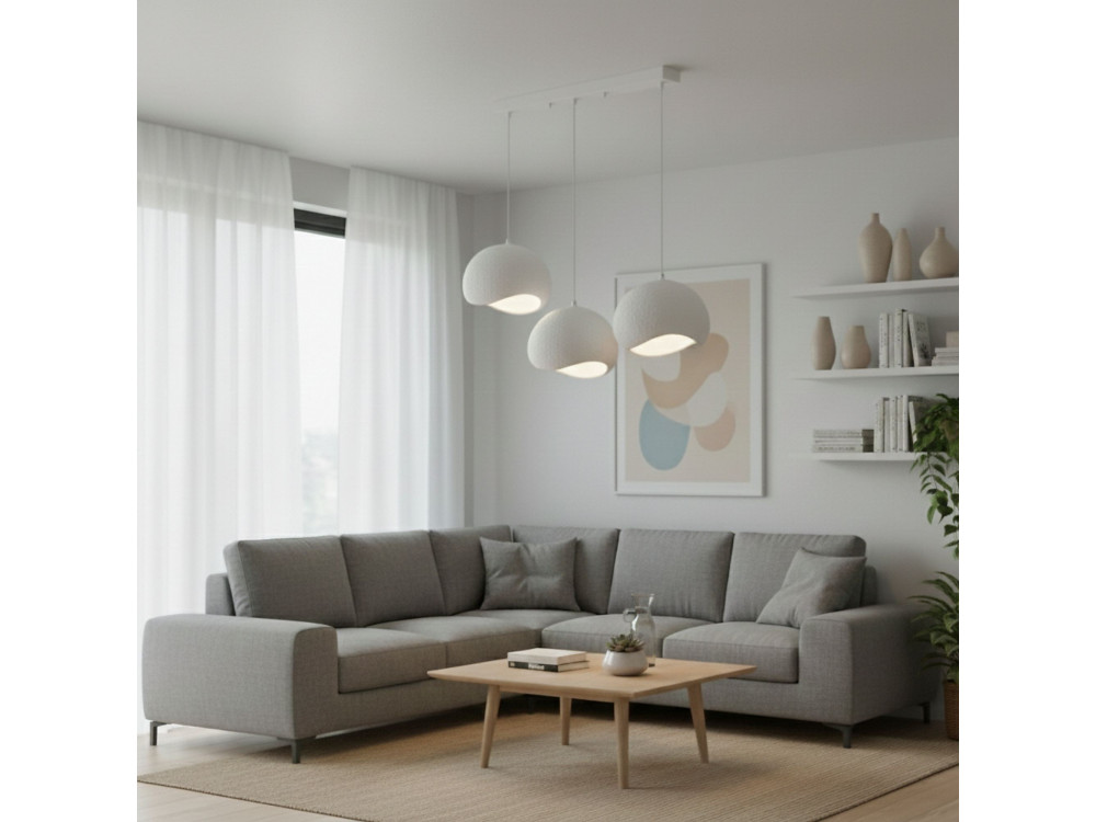 Lustre en métal "Yontu" - 27 x 30 x 65 cm - Blanc