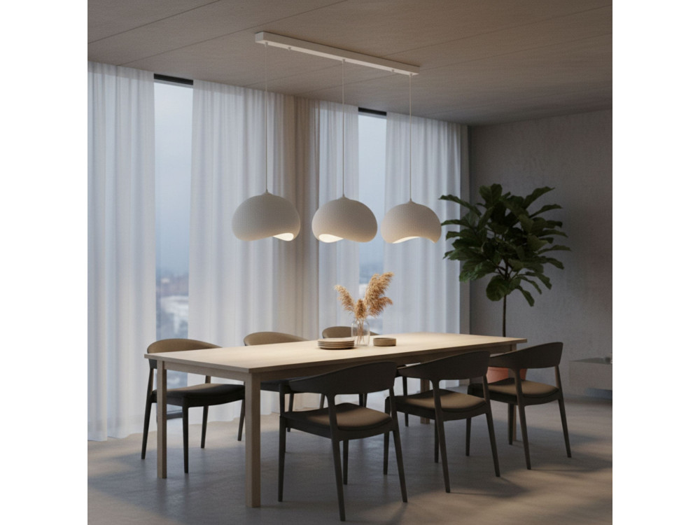 Lustre en métal "Yontu" - 27 x 30 x 65 cm - Blanc