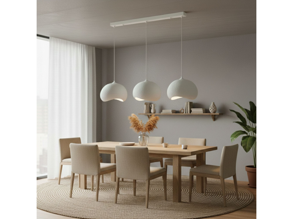 Lustre en métal "Yontu" - 27 x 30 x 65 cm - Blanc
