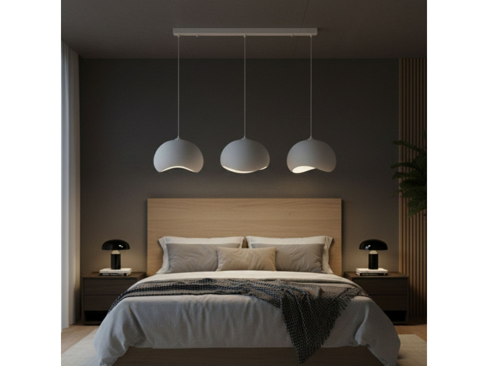 Lustre en métal "Yontu" - 27 x 30 x 65 cm - Blanc