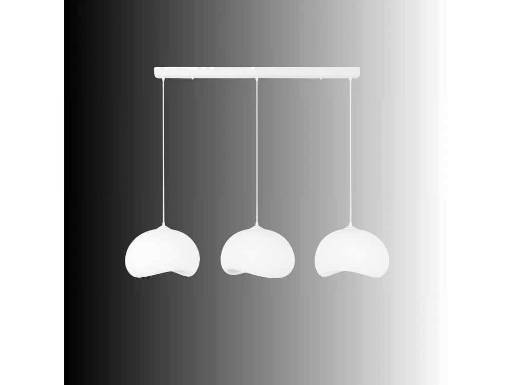 Lustre en métal "Yontu" - 27 x 30 x 65 cm - Blanc