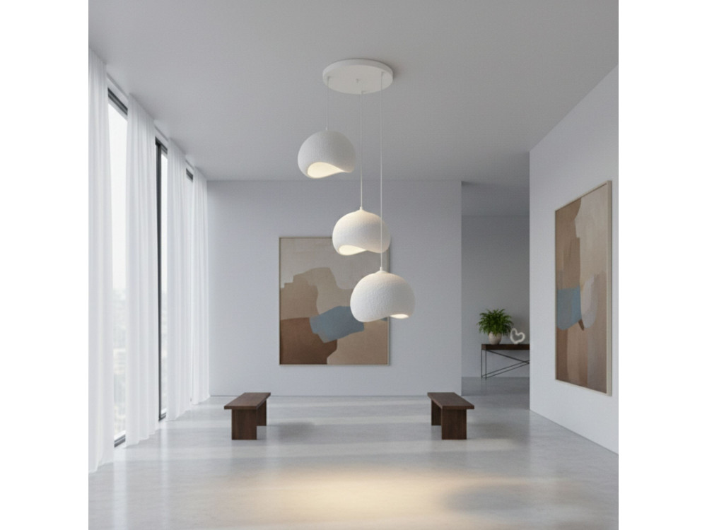 Lustre en métal "Yontu" - 55 x 29 x 120 cm - Blanc