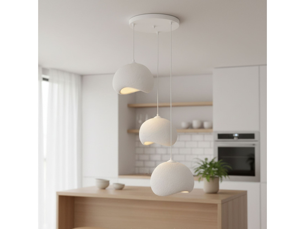 Lustre en métal "Yontu" - 55 x 29 x 120 cm - Blanc
