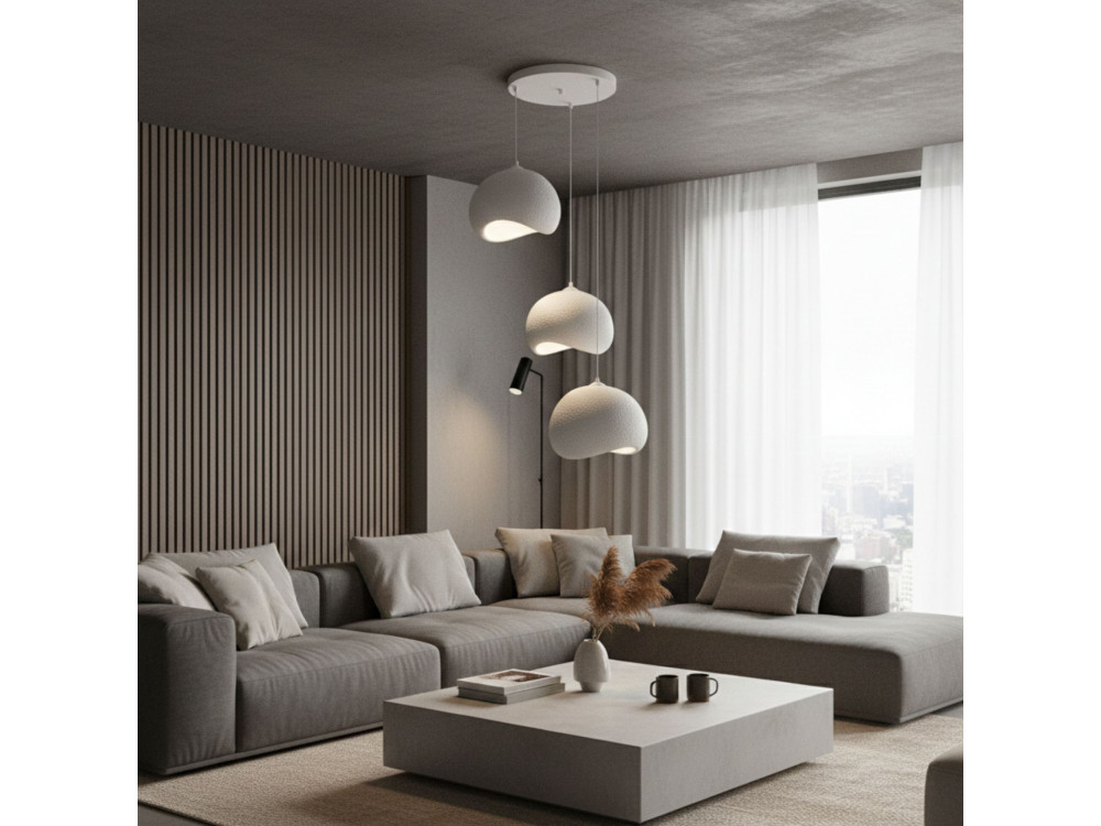 Lustre en métal "Yontu" - 55 x 29 x 120 cm - Blanc