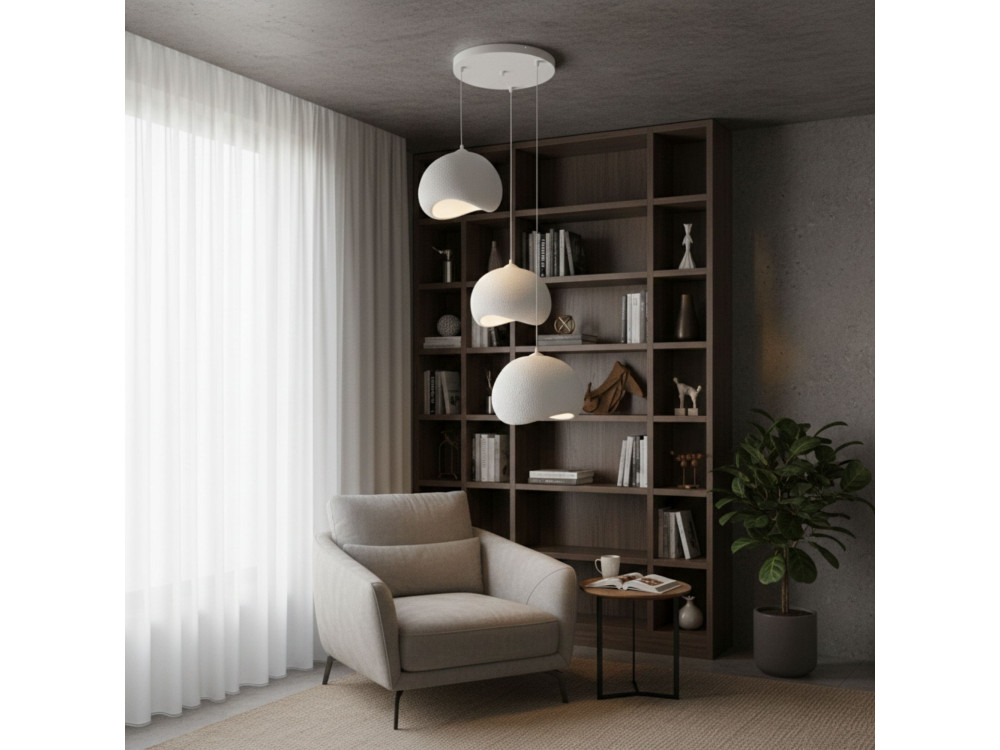 Lustre en métal "Yontu" - 55 x 29 x 120 cm - Blanc
