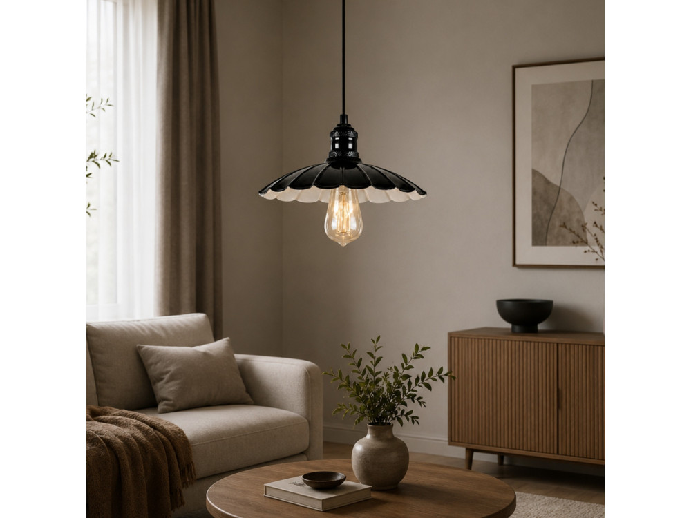 Lampe suspendue en métal "Volan" - 25 x 25 cm - Noir