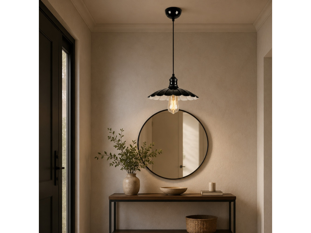 Lampe suspendue en métal "Volan" - 25 x 25 cm - Noir