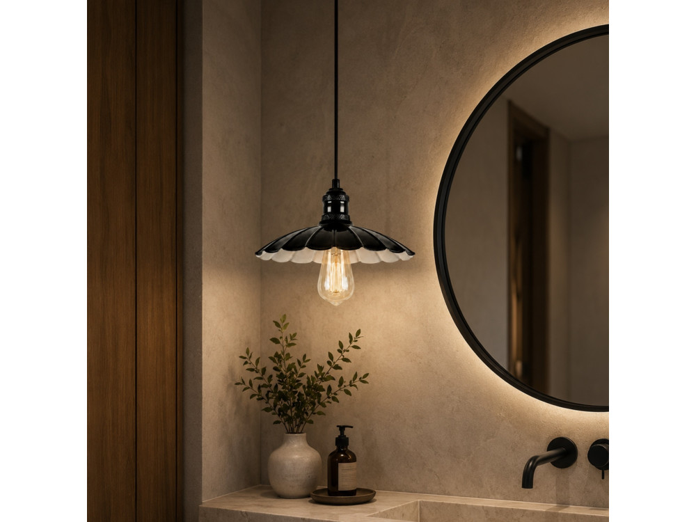 Lampe suspendue en métal "Volan" - 25 x 25 cm - Noir