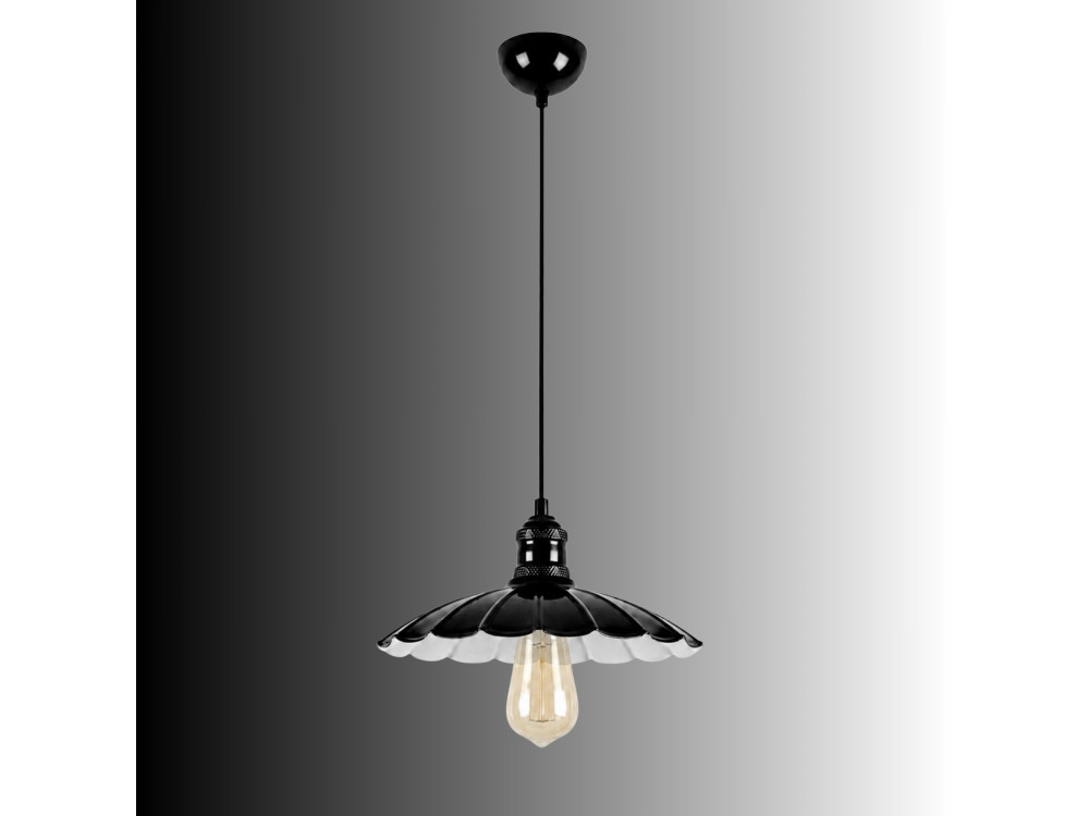 Lampe suspendue en métal "Volan" - 25 x 25 cm - Noir