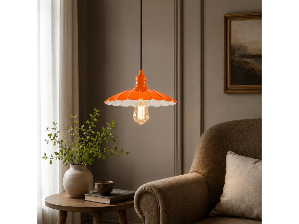 Lampe suspendue en métal "Volan" - 25 x 25 cm - Orange