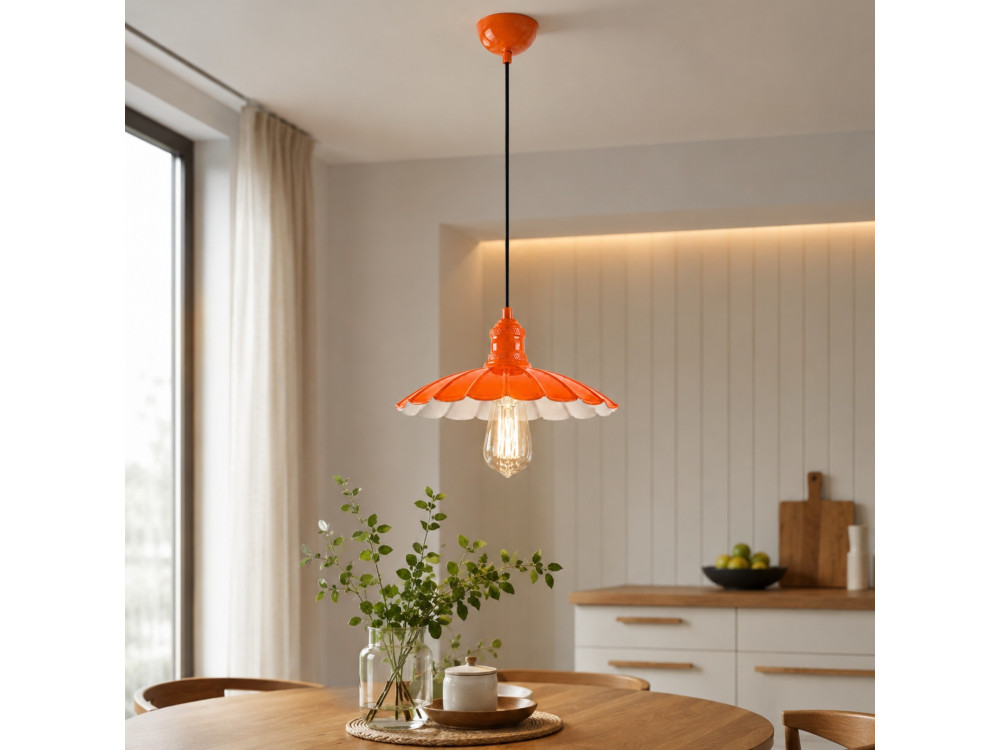 Lampe suspendue en métal "Volan" - 25 x 25 cm - Orange